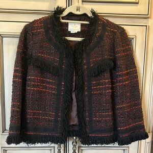 Chic Tweed Jacket with Fringe Trim